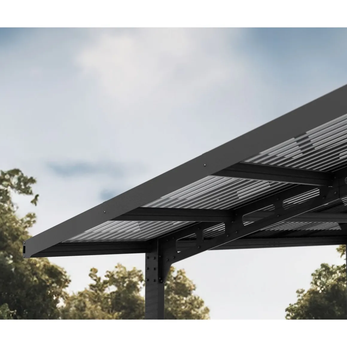 Carport polycarbonate 2 voitures Anthracite 33,5 m² - SYDNEY