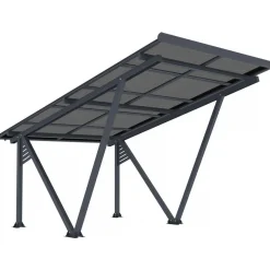 Carport solaire avec panneaux photovoltaïques - 366 x 556 x 366 cm - Gris - 4,1 kW