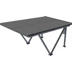 Carport solaire avec panneaux photovoltaïques - 366 x 556 x 366 cm - Gris - 4,1 kW