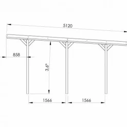 Carport toit plat - Bois traité autoclave - 15,6 m² - JEAN