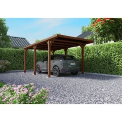 Carport toit plat - Bois traité autoclave - 16,5 m² - VICTOR + Supports de fixation inclus