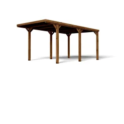Carport toit plat - Bois traité autoclave - 16,5 m² - VICTOR + Supports de fixation inclus
