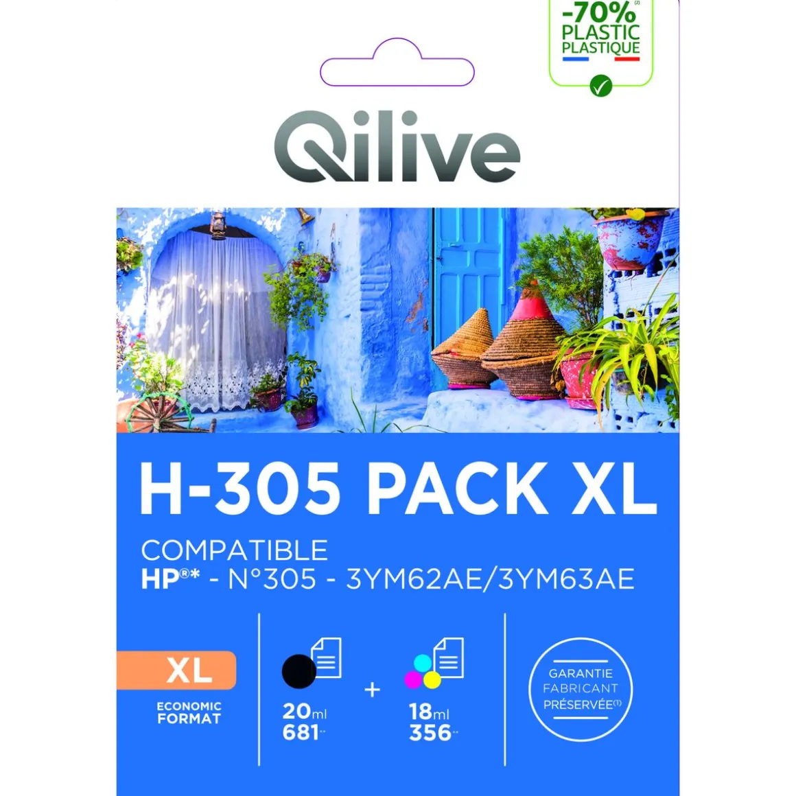 Cartouche imprimante H-305 PACK XL - 3 couleurs et noir