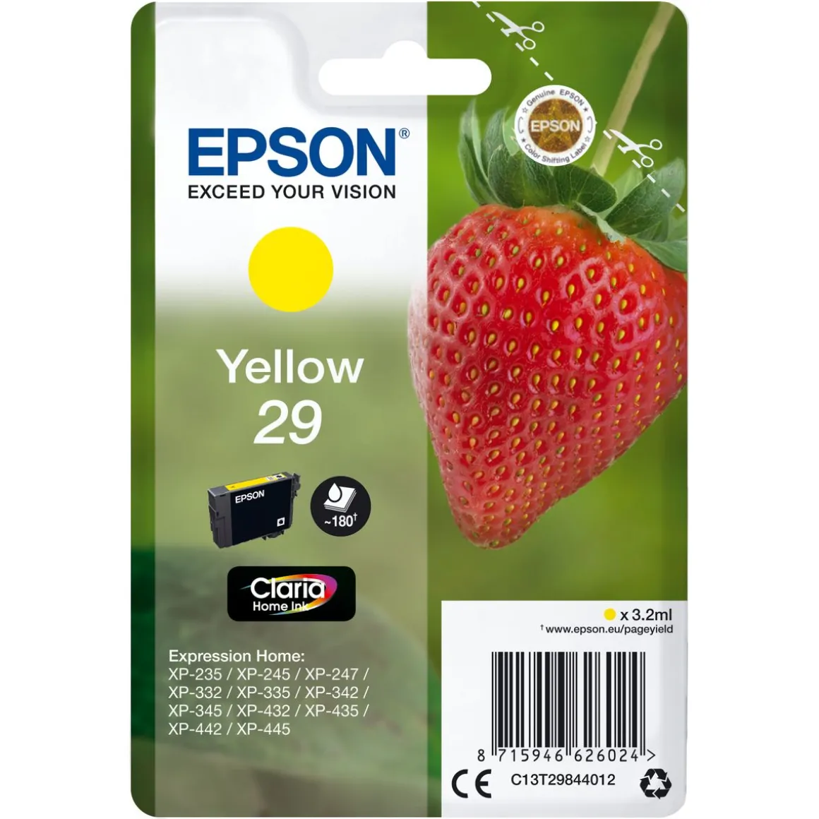 CARTOUCHE JAUNE EPSON XP-235/332 180 P FRAISE XP-432