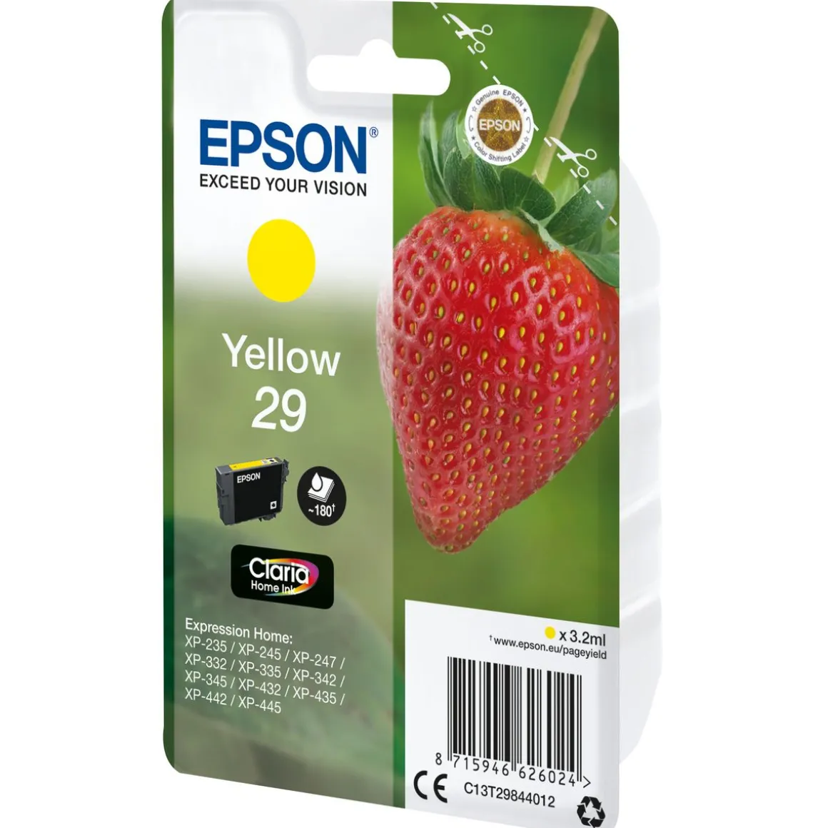 CARTOUCHE JAUNE EPSON XP-235/332 180 P FRAISE XP-432