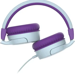 Casque filaire Q1094 pour enfants + 6 autocollants - Violet et Blanc