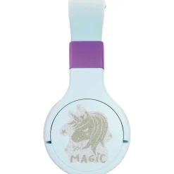 Casque filaire Q1094 pour enfants + 6 autocollants - Violet et Blanc