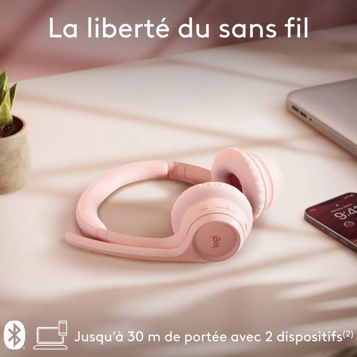 Casque PC sans fil Bluetooth Zone 300 - Rose