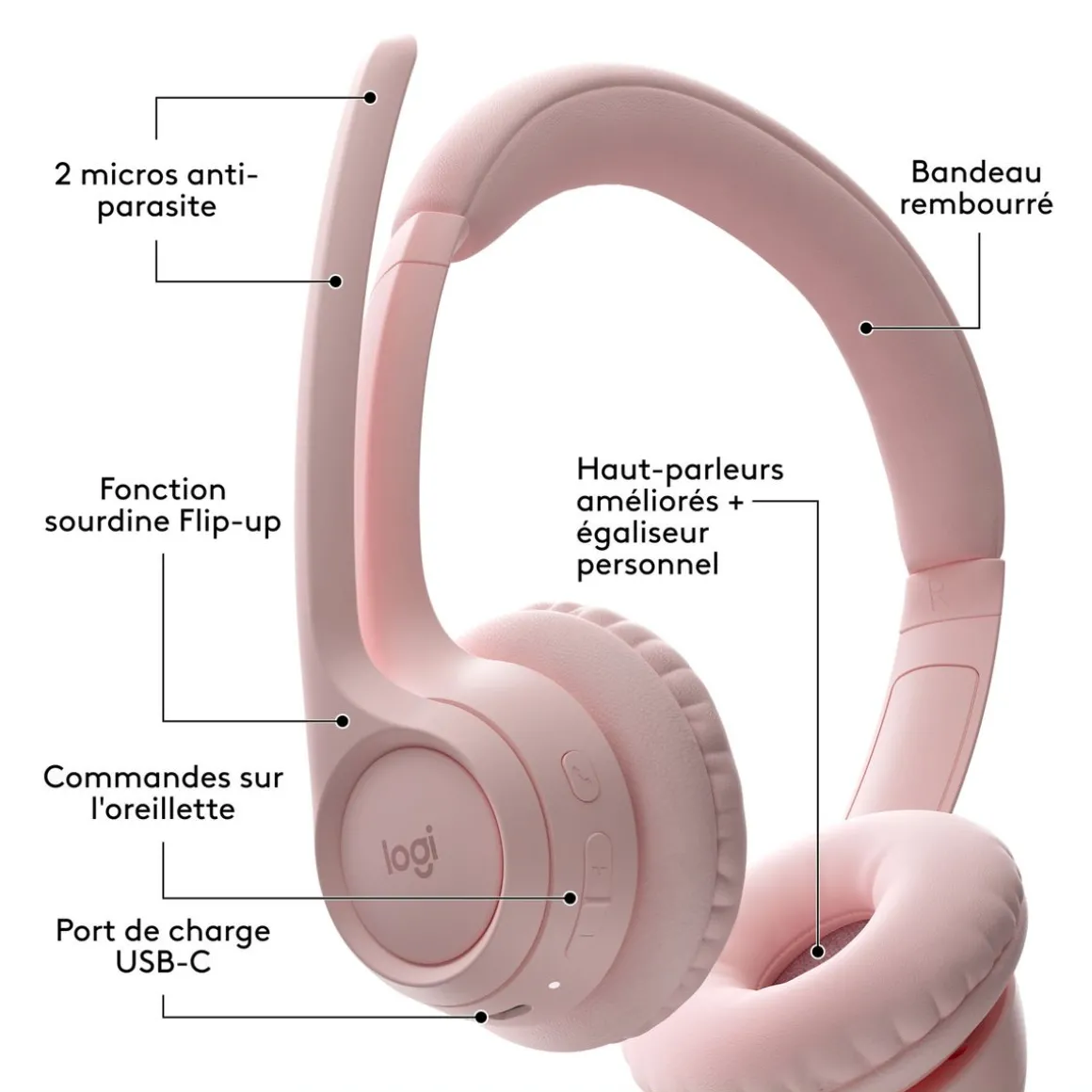 Casque PC sans fil Bluetooth Zone 300 - Rose