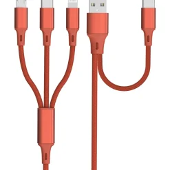 Câble de charge Lightning / Micro/USB / USB C - Rouge