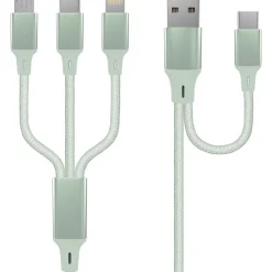 Câble de charge Lightning/MUSB/USB C - Vert