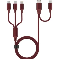Câble de charge Lightning/USB/USB C 1.2m - Rouge