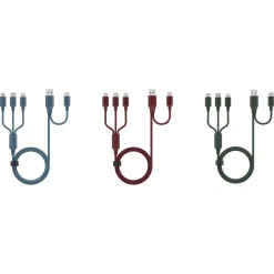 Câble de charge Lightning/USB/USB C 1.2m - Rouge