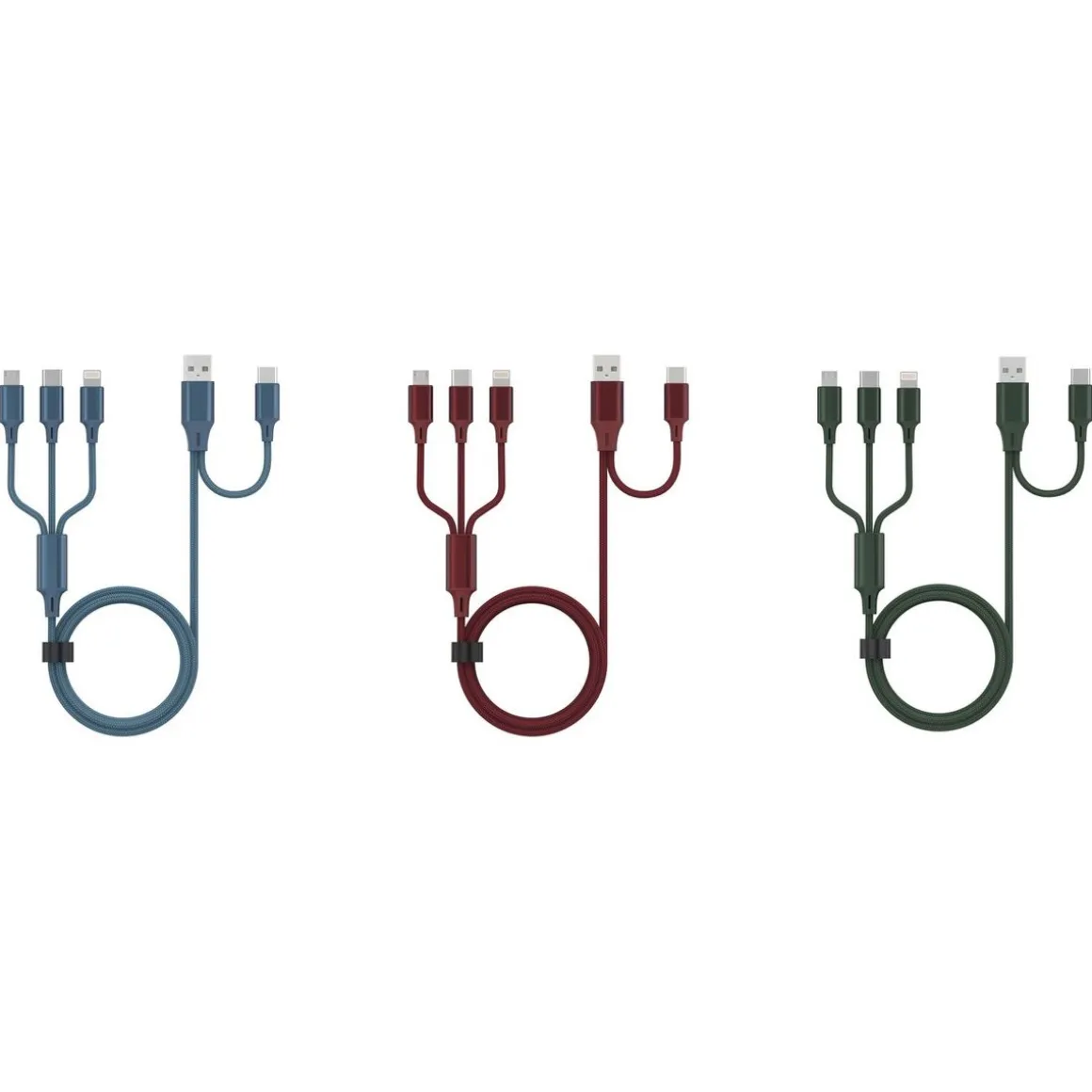 Câble de charge Lightning/USB/USB C 1.2m - Bleu