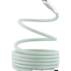 Câble de charge USB-C/USB-C 1.5m gaine aimantée vert