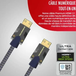 Câble HDMI M3000 UHD 8K DOLBYVISION HDR 48GBPS 1.5M