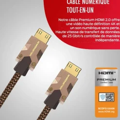 Câble HDMI M2000 UHD 4K HDR10+ 25GBPS 1.5M
