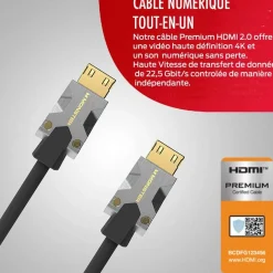 Câble HDMI M1000 UHD 4K HDR 22.5GBPS 3M