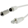 Câble RJ45 / Coaxial TV - 2 mètres mâle + adaptateur F mâle / Coaxial femelle