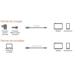 Câble USB C vers USB blanc 1m