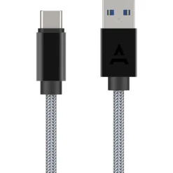 Câble USB C vers USB gris 2m tressé