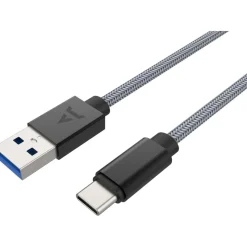 Câble USB C vers USB gris 2m tressé