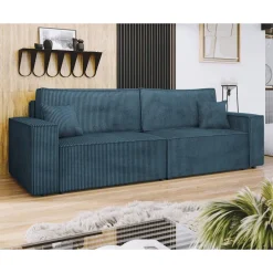 Cezanne - canapé droit 3 places convertible avec coffre en velours côtelé