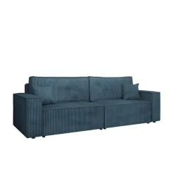 Cezanne - canapé droit 3 places convertible avec coffre en velours côtelé