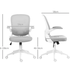 Chaise de bureau design ergonomique réglable accoudoirs relevables maille tissu gris