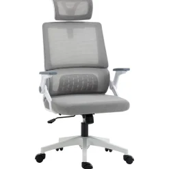 Chaise de bureau ergonomique réglable inclinable pivotante maille polyester gris