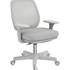 Chaise de bureau ergonomique hauteur réglable pivotante 360° revêtement maille gris