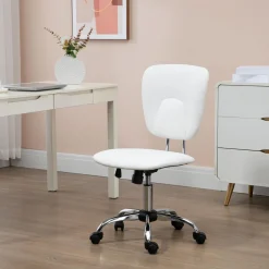 Chaise de bureau visiteur design - hauteur réglable, fonction bascule verrouillable - acier chromé synthétique blanc
