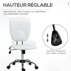 Chaise de bureau visiteur design - hauteur réglable, fonction bascule verrouillable - acier chromé synthétique blanc