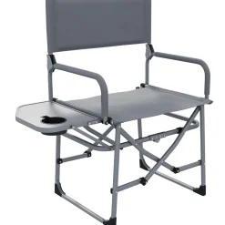 Chaise de camping plage pliable - plateau porte-gobelet - métal oxford gris