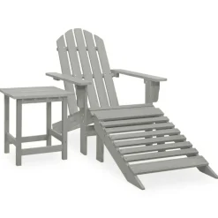 Chaise de jardin Adirondack avec pouf et table Sapin Gris