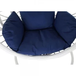 Chaise de jardin DKD Home Decor Blue marine Polyester rotin synthétique Aluminium Blanc (90 x 70 x 110 cm) (107 x 107 x 198 cm)