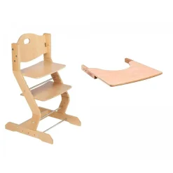 Chaise haute avec plateau en bois naturel