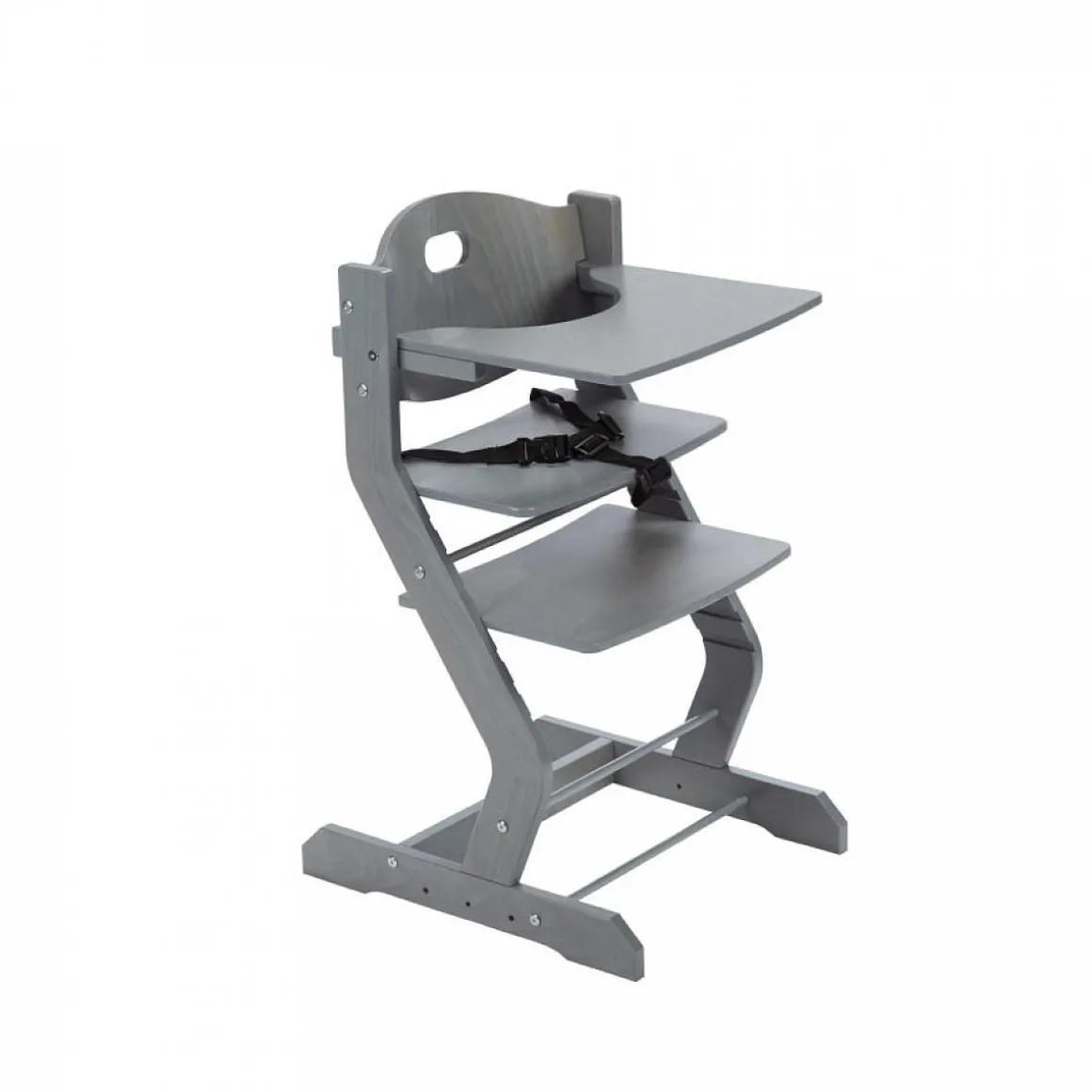 Chaise haute pour enfant en hêtre massif gris