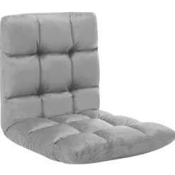 Chaise pliable de sol Gris clair Microfibre