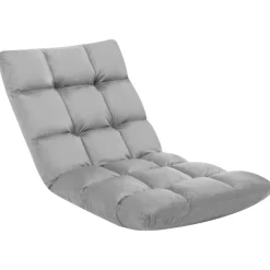 Chaise pliable de sol Gris clair Microfibre