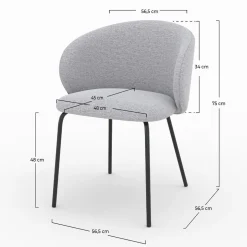 Chaise Victoria en tissu et pieds en métal (lot de 2)