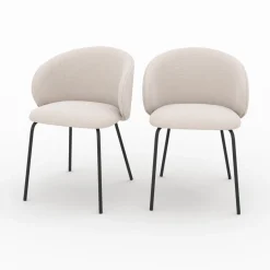 Chaise Victoria en tissu et pieds en métal (lot de 2)