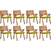 Chaises de jardin avec coussins lot de 8 Bois d'acacia solide