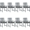 Chaises de jardin et coussins lot de 8 Bois acacia solide Gris
