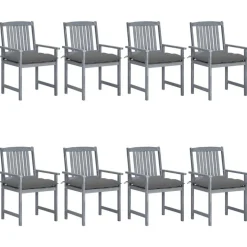 Chaises de jardin et coussins lot de 8 Bois acacia solide Gris