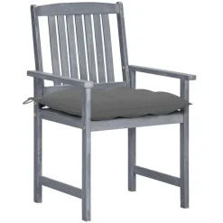 Chaises de jardin et coussins lot de 8 Bois acacia solide Gris
