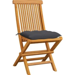 Chaises de jardin et coussins anthracite lot de 6 Bois de teck