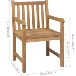 Chaises de jardin lot de 2 et coussins beige Bois teck massif