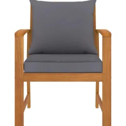 Chaises de jardin lot de 2 avec coussin gris fonce Bois acacia