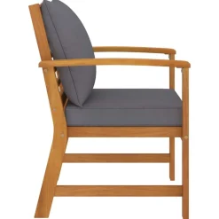 Chaises de jardin lot de 2 avec coussin gris fonce Bois acacia